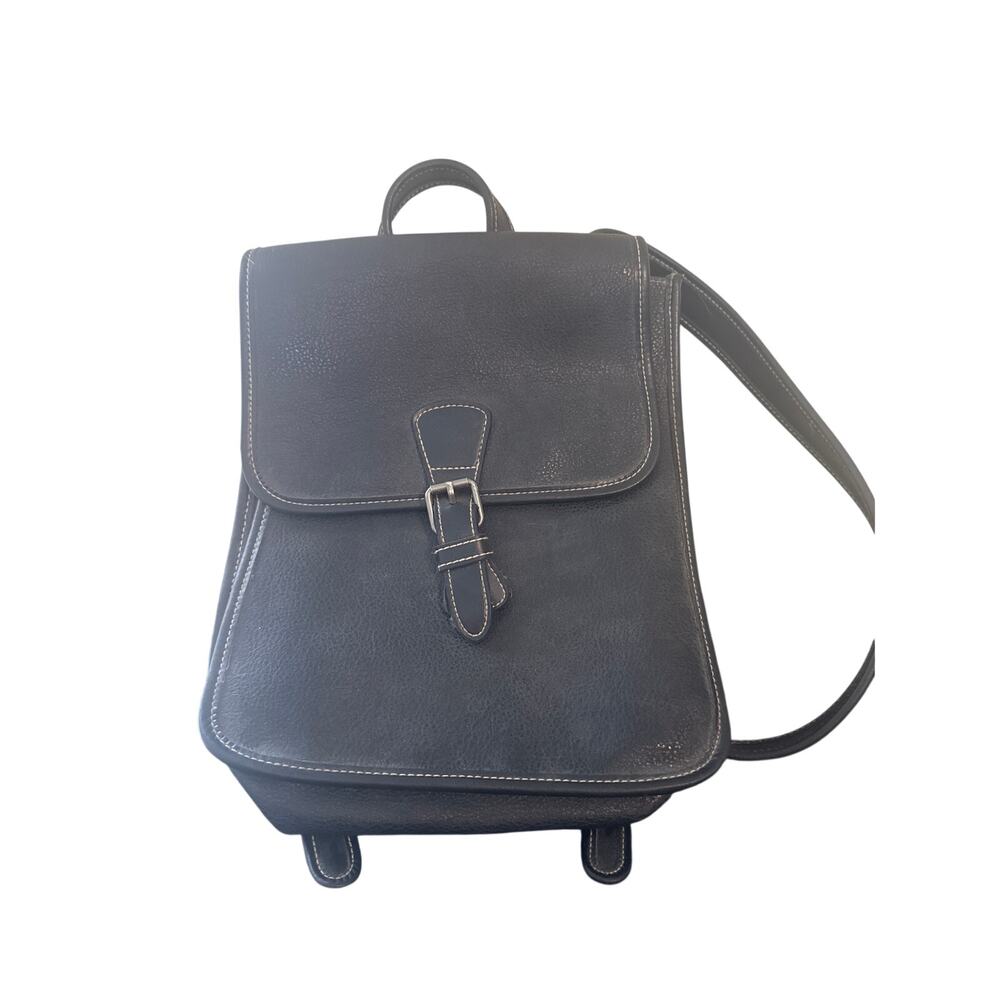 Vintage GAP Backpack Pebbled Leather Minimalist Buckle Flap Adjustable Straps